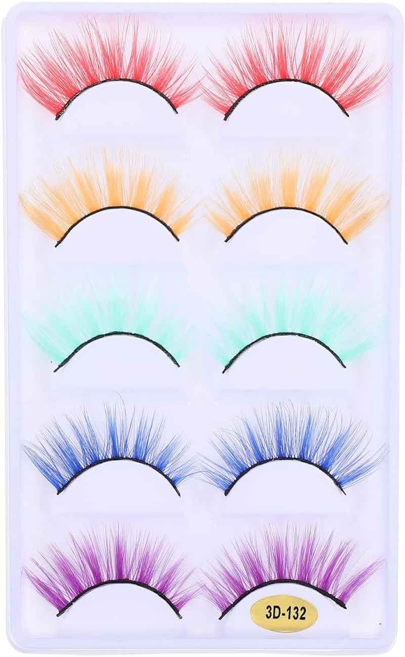 3D False Eyelashes - Assorted Color Fiber Makeup Lashes for Halloween Cosplay and Daily Wear Thick Volume Comfortable Fit image number 3