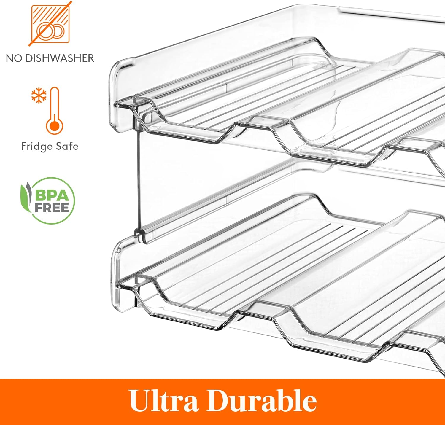 Lifewit Stackable Water Bottle Organiser for Cabinet, Water Bottle Holder, Kitchen Pantry Organization and Storage, Plastic Fridge Wine Racks, Tumbler Travel Mug Cup Holder, 2Pack, Hold 6 Bottles image number 2