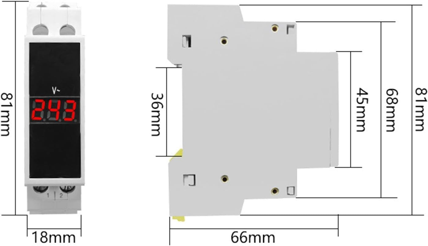 TENOL Din Rail Digital Display Voltmeter Modular Voltmeter Easy to Install AC Voltage Meter image number 6