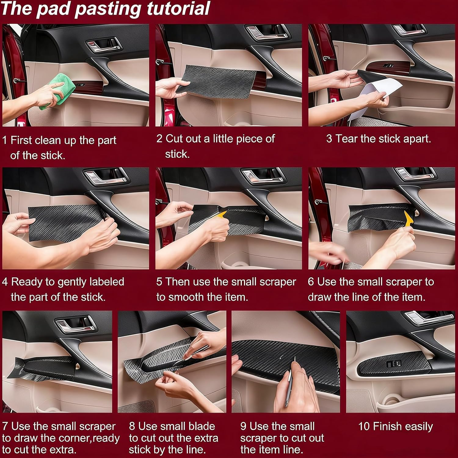 Black Forged Carbon Fiber Vinyl Wrap Roll, Black Car Wrap Vinyl with Bubble Free Air Release Auto DIY Decal Vehicle Motorcycle Self Adhesive Sticker (Black Forged Carbon, 1Ft X 10Ft) image number 3