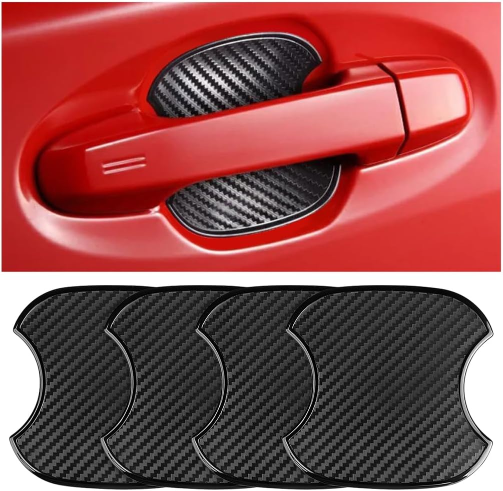 Mandark Car Door Handle Cup Scratch Protector, 4PCS 3D TPU Carbon Fiber Vehicle Door Bowl Sticker, Automotive Door Handle Paint Protective Film Cover Accessories, Universal for Most Cars (Large) image number 2