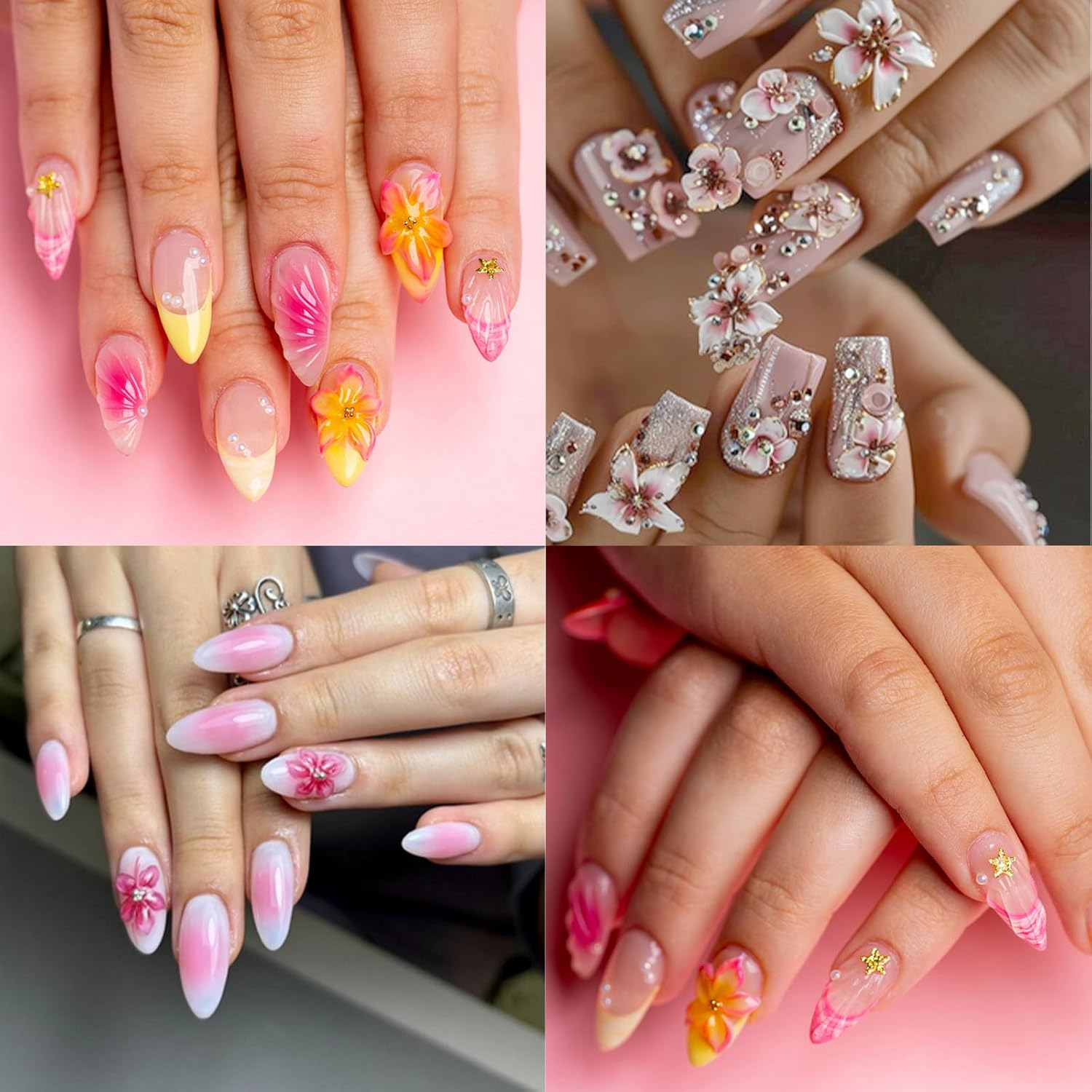 Lasuroa 2Pcs 3D Flower Silicone Nail Molds, Transparent Nail Charm Molds Flower Templates for Resin Epoxy Manicure Decor Accessories image number 5