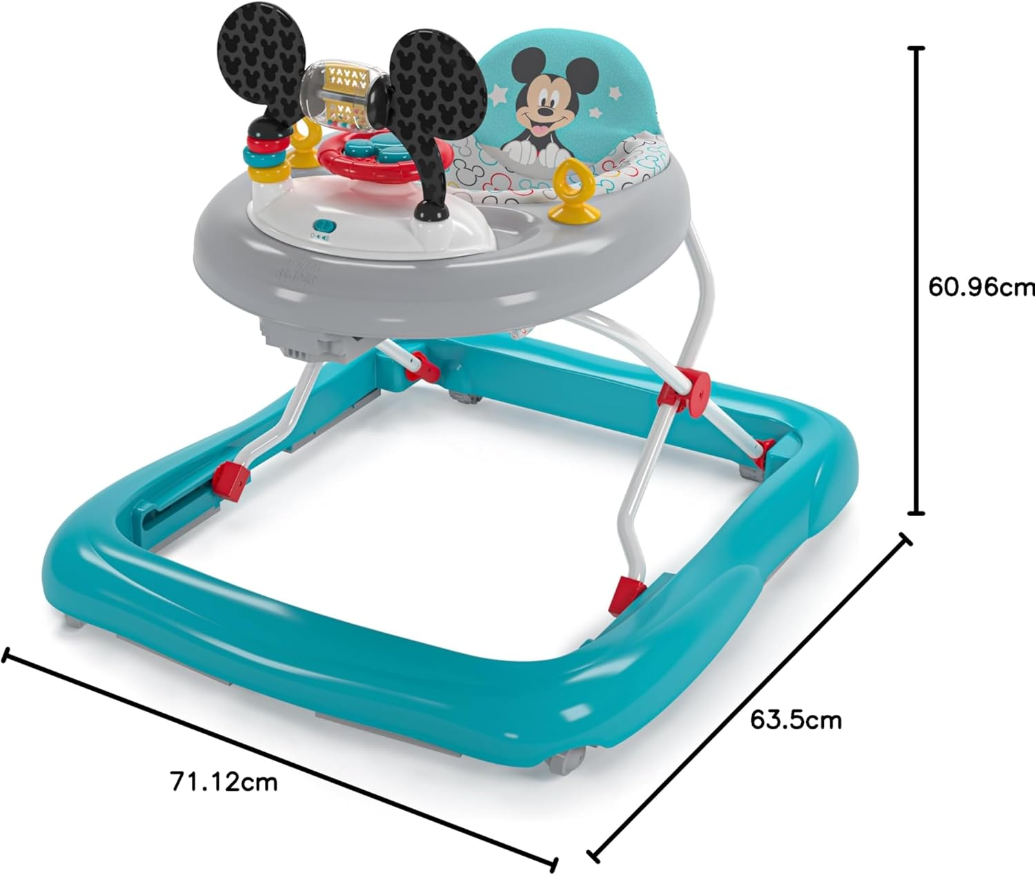 Bright Starts Disney Baby Mickey Mouse Original Bestie 2-In-1 Baby Activity Walker - Easy Fold Frame and Removable -Toy Station, 6 Months and Up