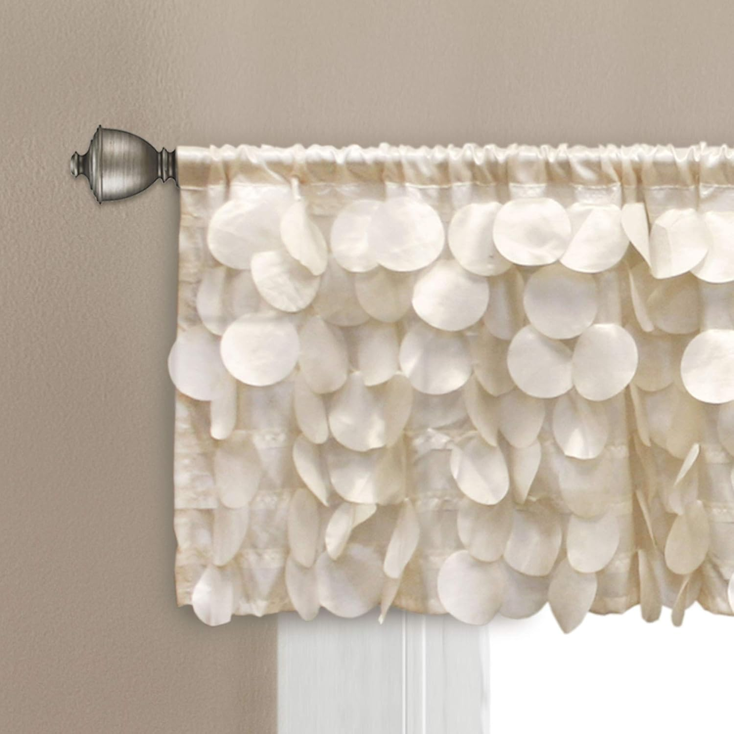 Lush Decor Gigi Valance Window Curtin, 14" X 70", Ivory image number 2