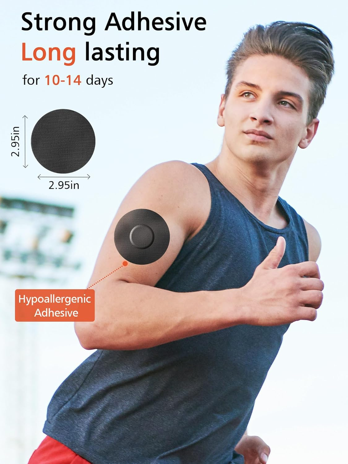 40 Pack Libre 2 Sensor Covers, Waterproof Skin-Friendly Freestyle Libre 2 Glucose Sensor Cover Long Lasting for 10-14 Days, No Glue in the Center by SUNMON (Black) image number 4