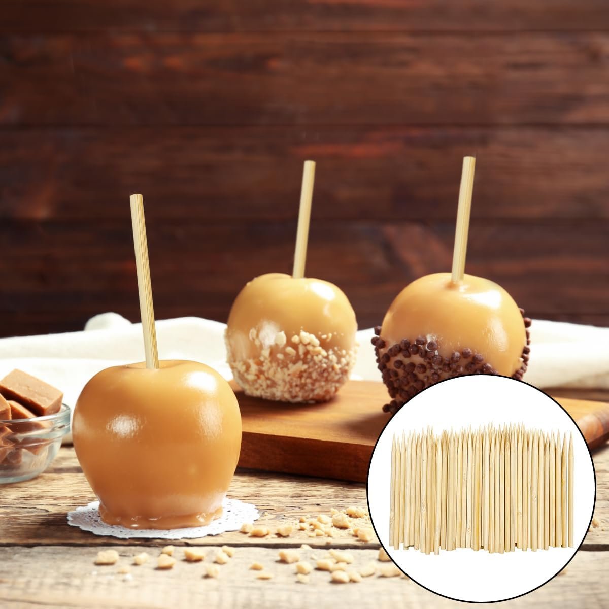 Bamboo Skewers, 100 PCS Wooden Thick Barbecue Skewers for Marshmallow, Lollipops, Baked Apples, Hot Dogs, Corn (5 X 120Mm) image number 6