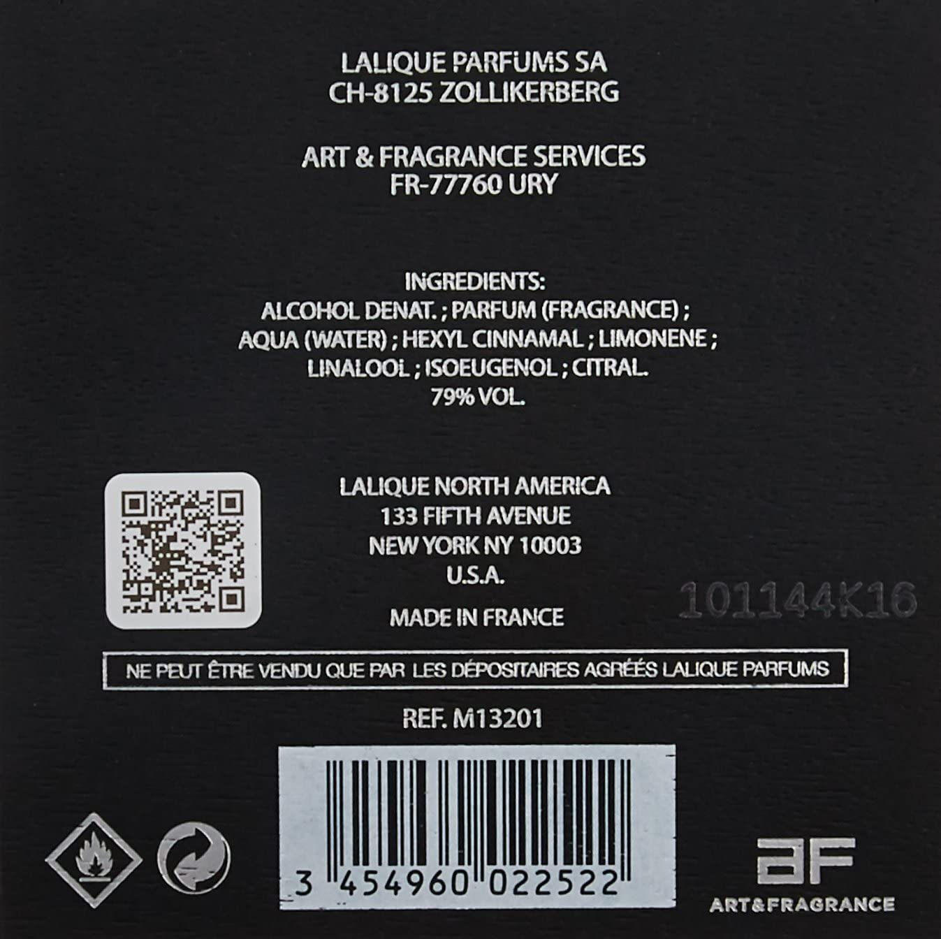 Lalique Encre Noire Cologne Spray, 100Ml