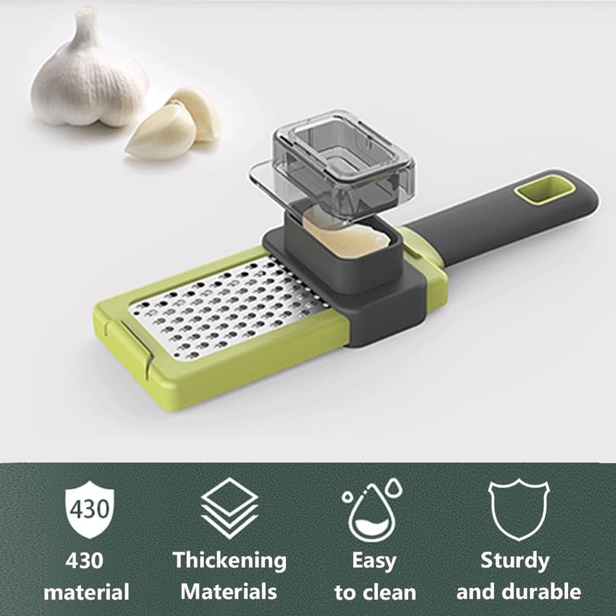 AIMALL 2-Piece Multifunctional Manual Garlic Grinder, Durable Kitchen Gadget for Garlic, Vegetables, Easy-Clean 8-Inch Stainless Steel Tool image number 2