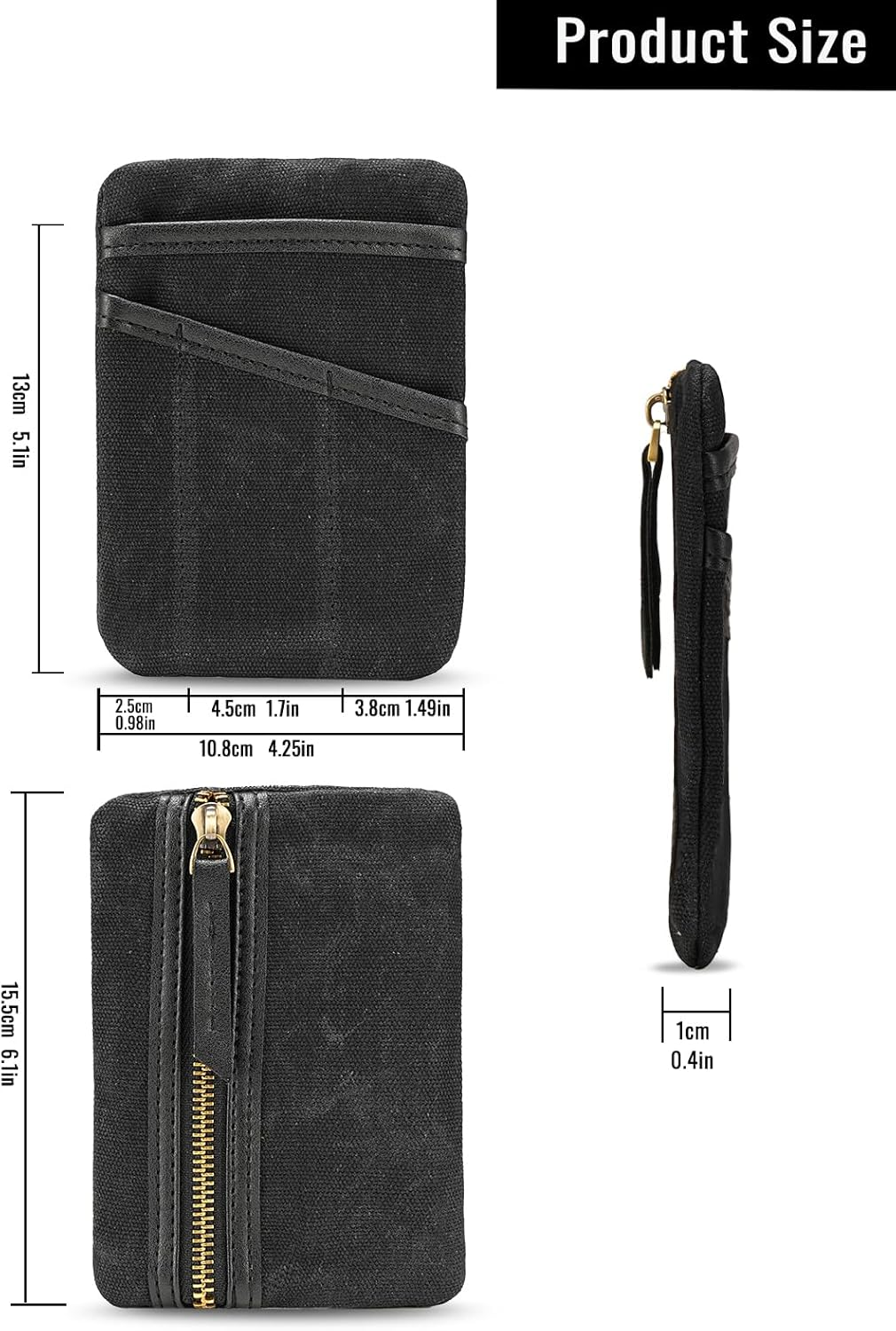 SP4 EDC Pouch, Waxed Canvas Compact EDC Pocket Organizer, Zippered Pocket Pouch for Men, Mini EDC Organizer for Change, Notebook, Tactical Pen, Flashlight