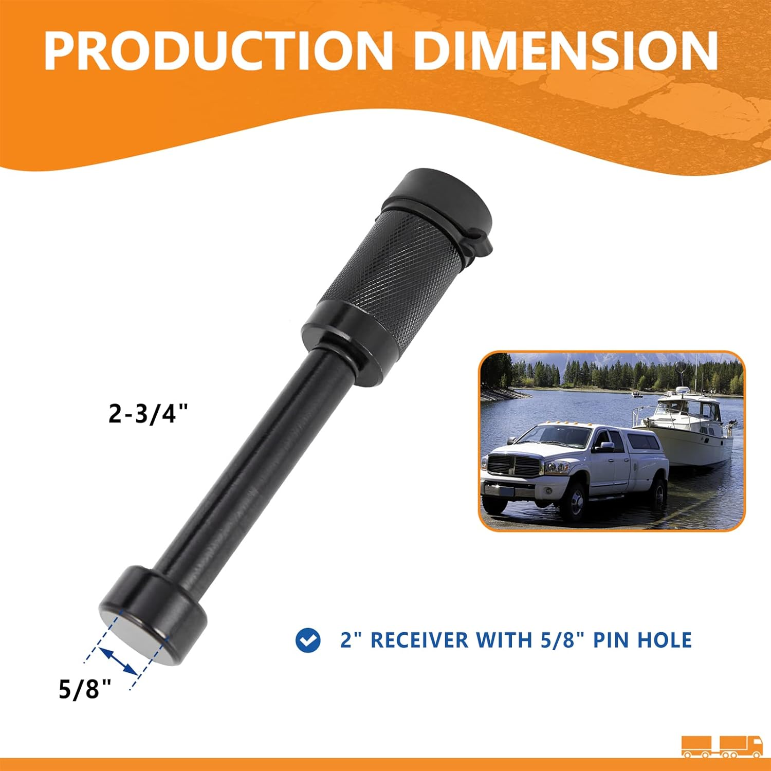 META Hardware Trailer Hitch Locks, Hitch Lock with 5/8'' Pin Fits Class III IV 2" Hitch Receivers, Tow Hitch Lock with Anti-Rattle O-Rings for Trailer Truck Car Boat (1 Pack) image number 6