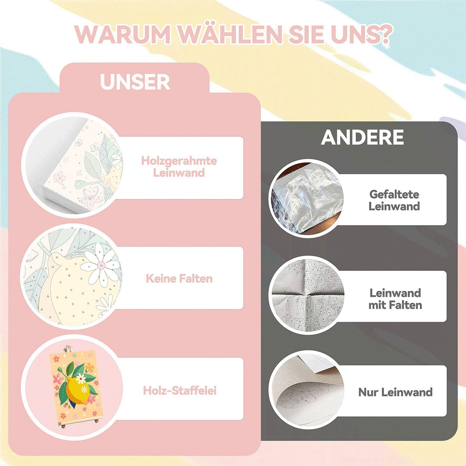 Pack of 4 Paint by Numbers Adults with Frame - Wooden Easel, Fruit Painting by Numbers for Beginners, DIY Simple Fruit Acrylic Oil Painting Kits with Brushes for Home Wall Decor, 20 X 30 Cm - Bkh1331+Bkh1332+Bkh1333+Bkh1334 image number 4