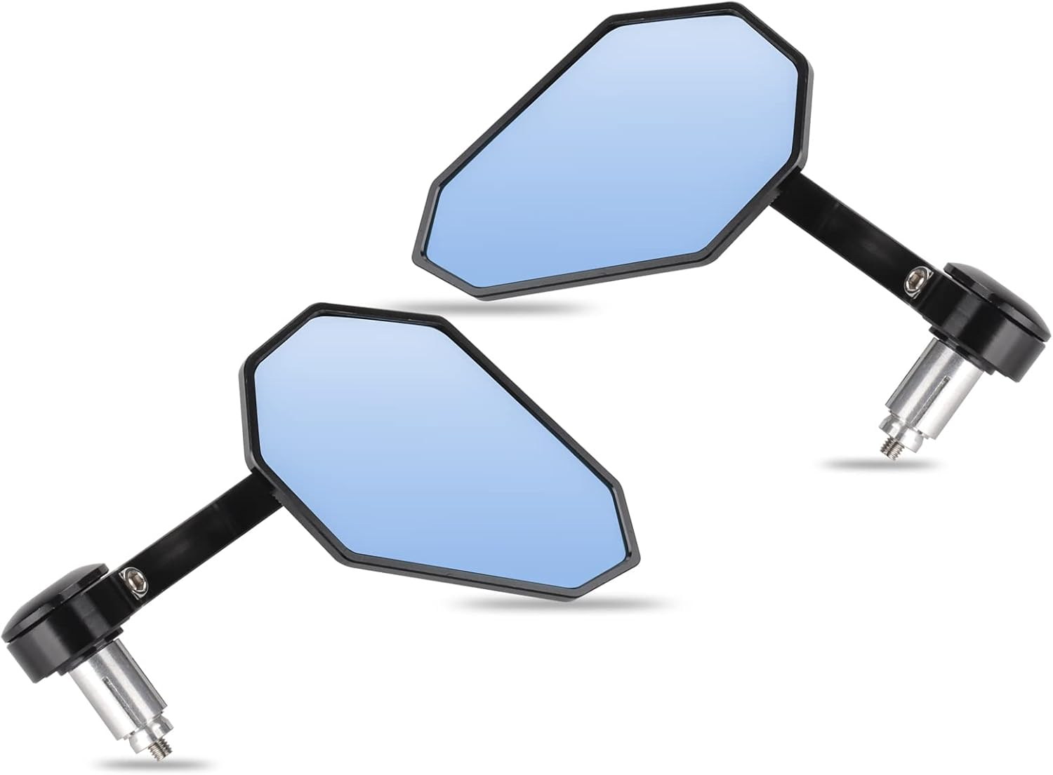 LKV Motorcycle Bar End Mirrors 7/8" 22Mm - Anti-Blue Motorcycle Side Rearview Mirrors 360 Degrees CNC Aluminum Alloy Handlebars Mirror for Kawasaki Yamaha Honda ATV Dirt Bike - Black/Silver image number 3