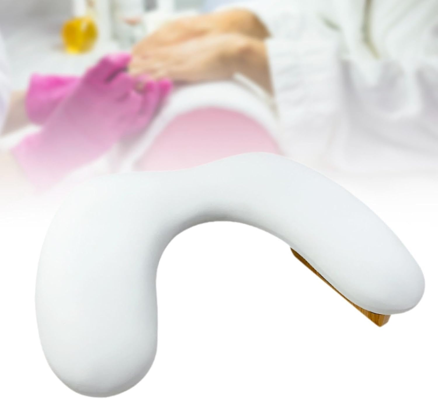 Eigell Nail Arm Rest Cushion Manicure Hand Rest Portable U Shape Practical Holder Stand Pad for Personal Travel Home DIY Holiday, White - White image number 6