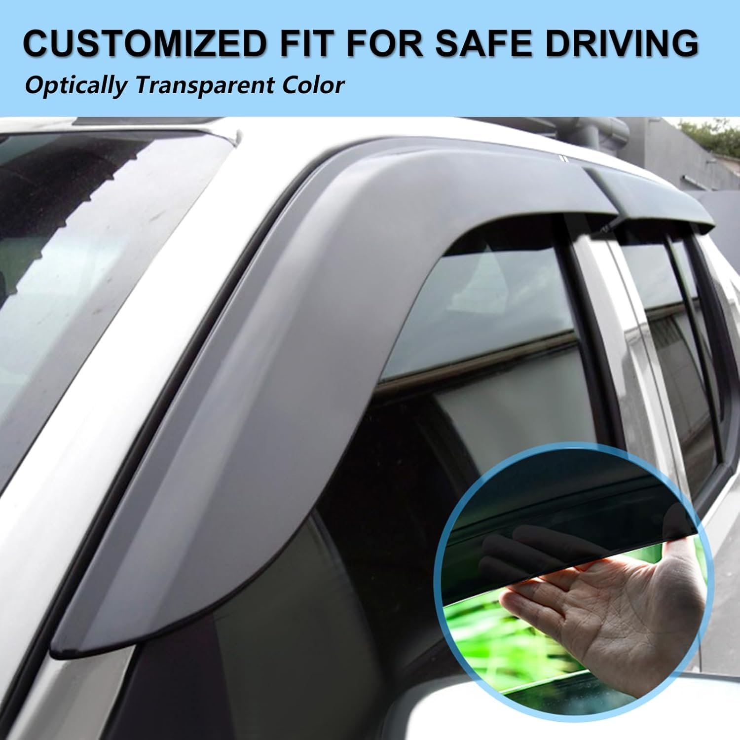 SUERAUTO4X4 Weather Shields for Nissan Navara D40 Accessories 2005-2015 Dual Cab, Weathershields Window Visors Car Wind Deflectors Rain Guard Exterior, Injection Smoked Tinted Black 4PCS image number 5