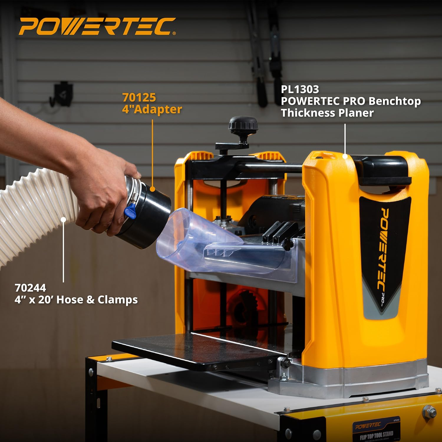 POWERTEC 70125-P2 Dust Port Adapter for 4 Inch Pipe to 4 Inch Dust Collection Hose, Quick Connect Hose Coupler Fitting for Workshop Dust Collection Fittings, 2 Pack