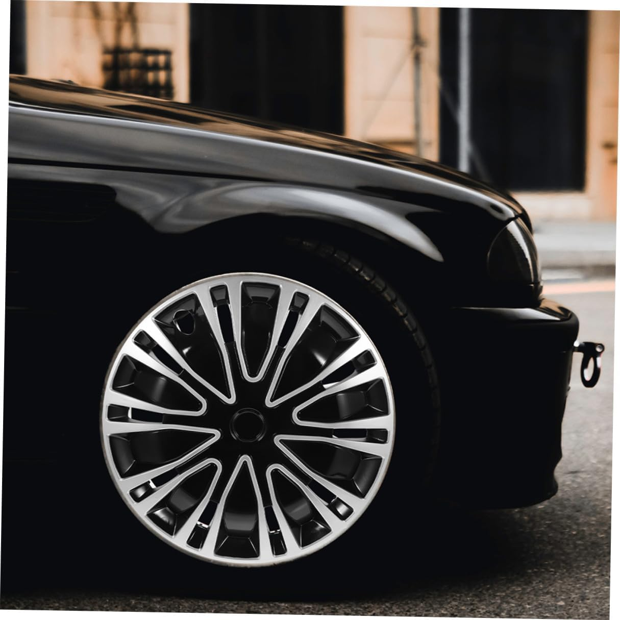 EXAOMBLE Universal 14-Inch Wheel Rim Cover Hubcap Car Wheel Hub Caps Silver Black Steel Alloy Covers for Vehicle Rim Protection and Exterior Decoration image number 2