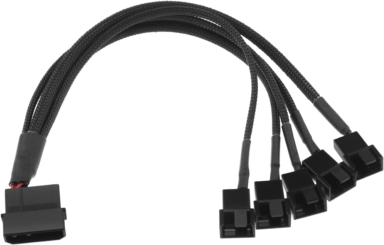 Emagtech 5 in 1 4-Pin Molex to 5 X 3-Pin / 4-Pin PC Chassis Fan Separator PC Chassis Fan Separator Y Power Adapter Cable Compatible with 3 or 4 Pin Fans image number 4