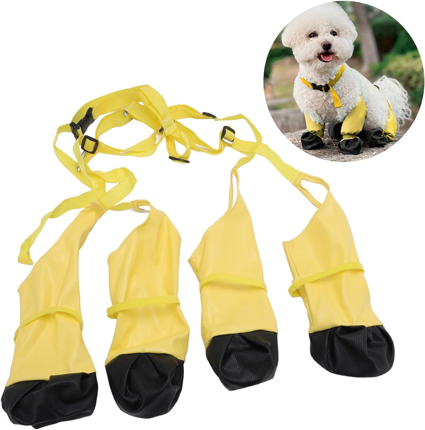 Dog Suspender Booties, Abrasion Proof Dog Paws Boot Leggings anti Slip Snow Water Proof, Adjustable Suspender Boots for Dogs Winter Snow Rain Hiking Paws Protector (XL)