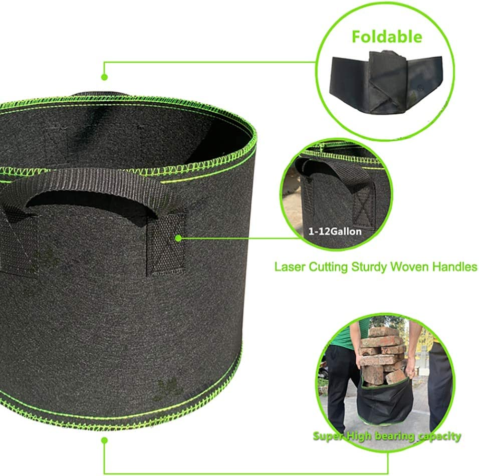 5 Pack 10 Gallon Grow Bags Heavy Duty Thickened Nonwoven Aeration Fabric Pots with Handles, Indoor Garden Planter Bags for Vegetable,Flower, Herbs, Home Decoration, Plant Grow Bags image number 3