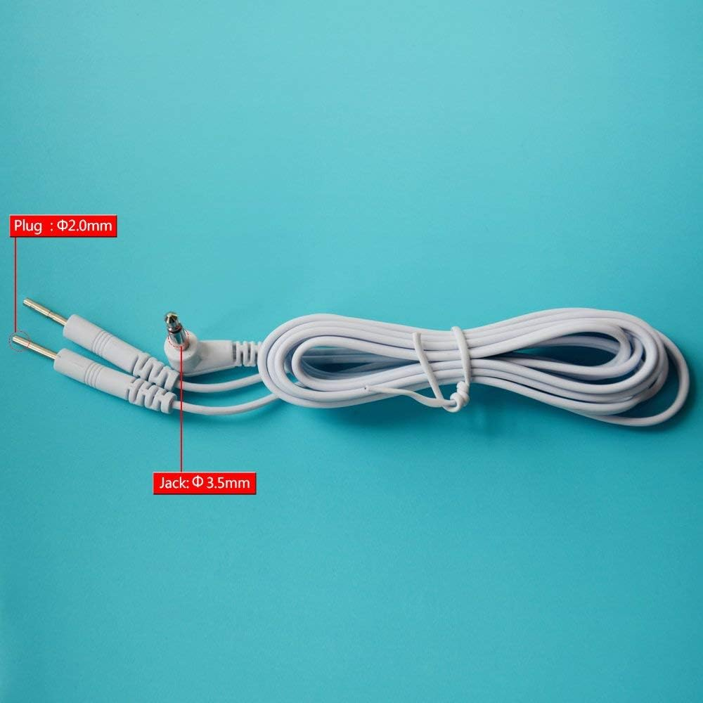1 Pair 120CM Tens Electrode Lead Wires Jack 3.5Mm Plug 2.0Mm Pin Connection White image number 6
