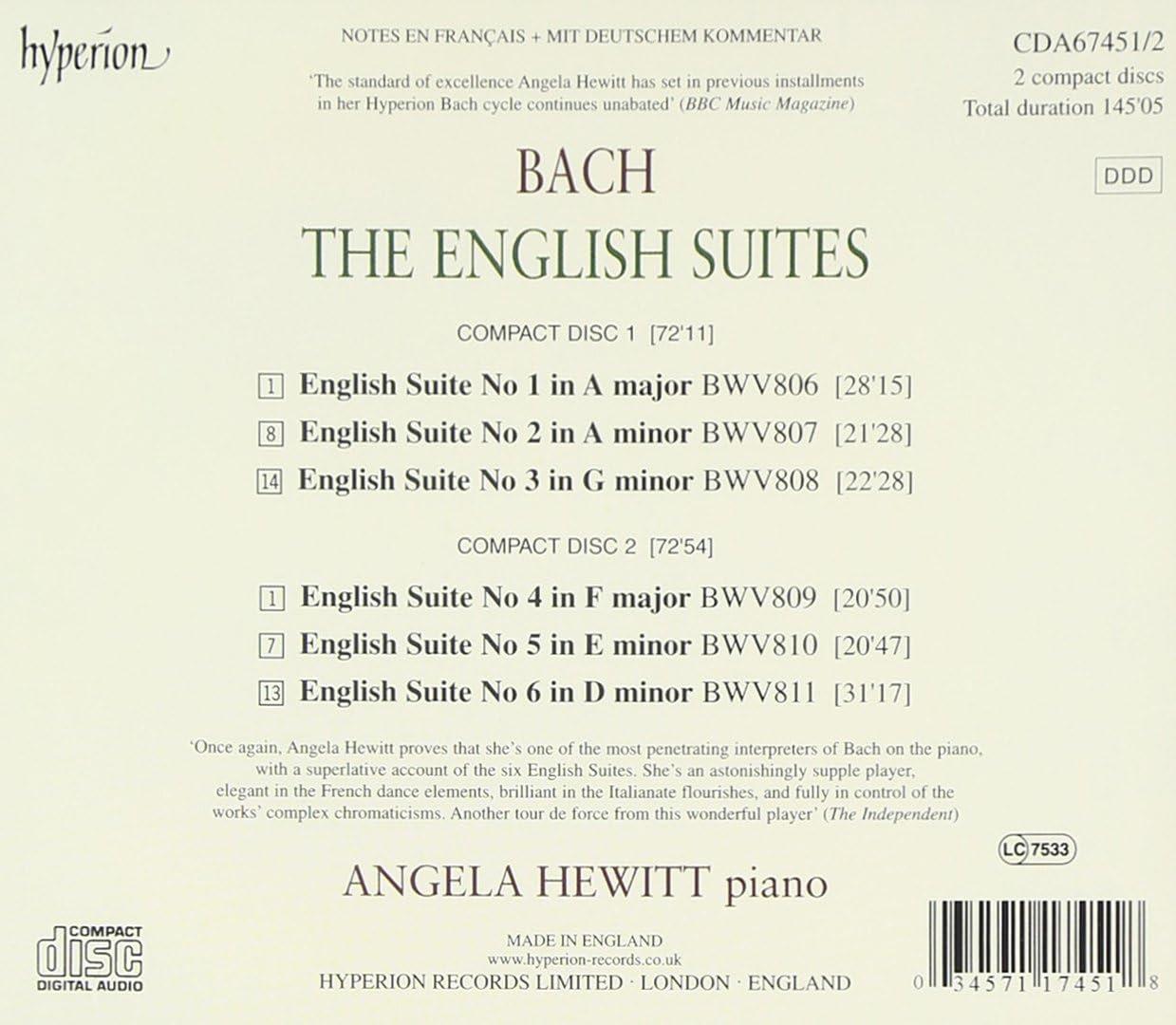 Bach J.S. English Suites image number 1