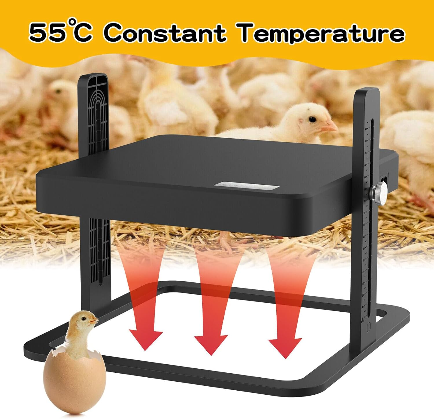13W Chick Brooder Heating Plate Chicken Coop Heater Poultry Brooder 27Cmx27Cm Adjustable Height Angle for Hatching Chicks Ducklings Poultries Warms up to 15 Chicks image number 6