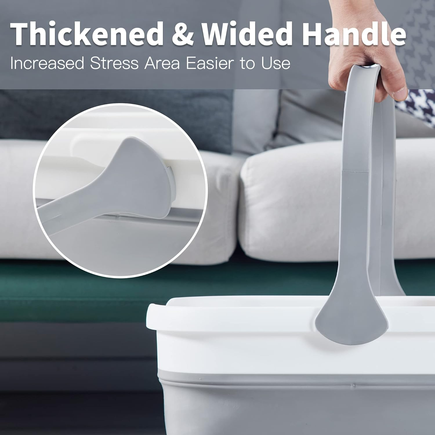 BOOMJOY 12L Collapsible Bucket with Handle, Mop Bucket for Cleaning Water Bucket for Camping, RV, Laundry, Fishing - Grey image number 2