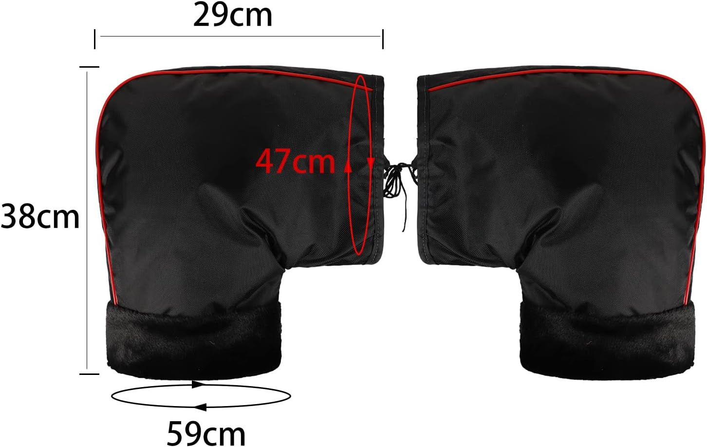 Motorcycle Handlebar Muffs Bike Gloves Windproof Winter Cycling Gloves Thicken Fleece Thermal Scooter Motorbike Handle Hand Warmer Outdoor Waterproof Motorbike Handlebar Mittens with Reflective Strip image number 1