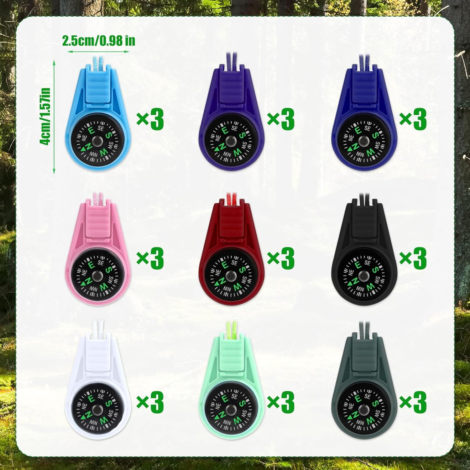 27 Pieces Mini Compass for Children, Portable Multicolor Compass Key Holder Scout for Children for Hiking and Camping Navigation image number 4
