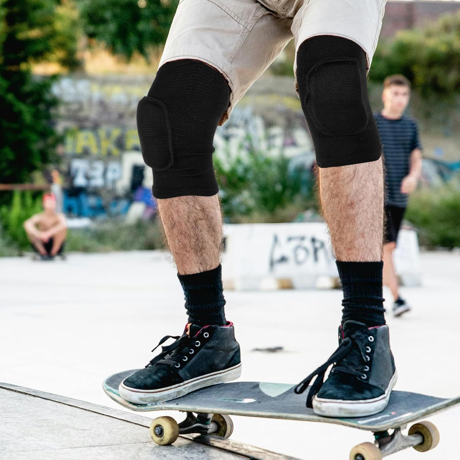 Soft Breathable Knee Pads, 1Pair Anti-Slip Padded Sponge Knee,Volleyball Elastic Knee Brace for Men Women,Large Size image number 4