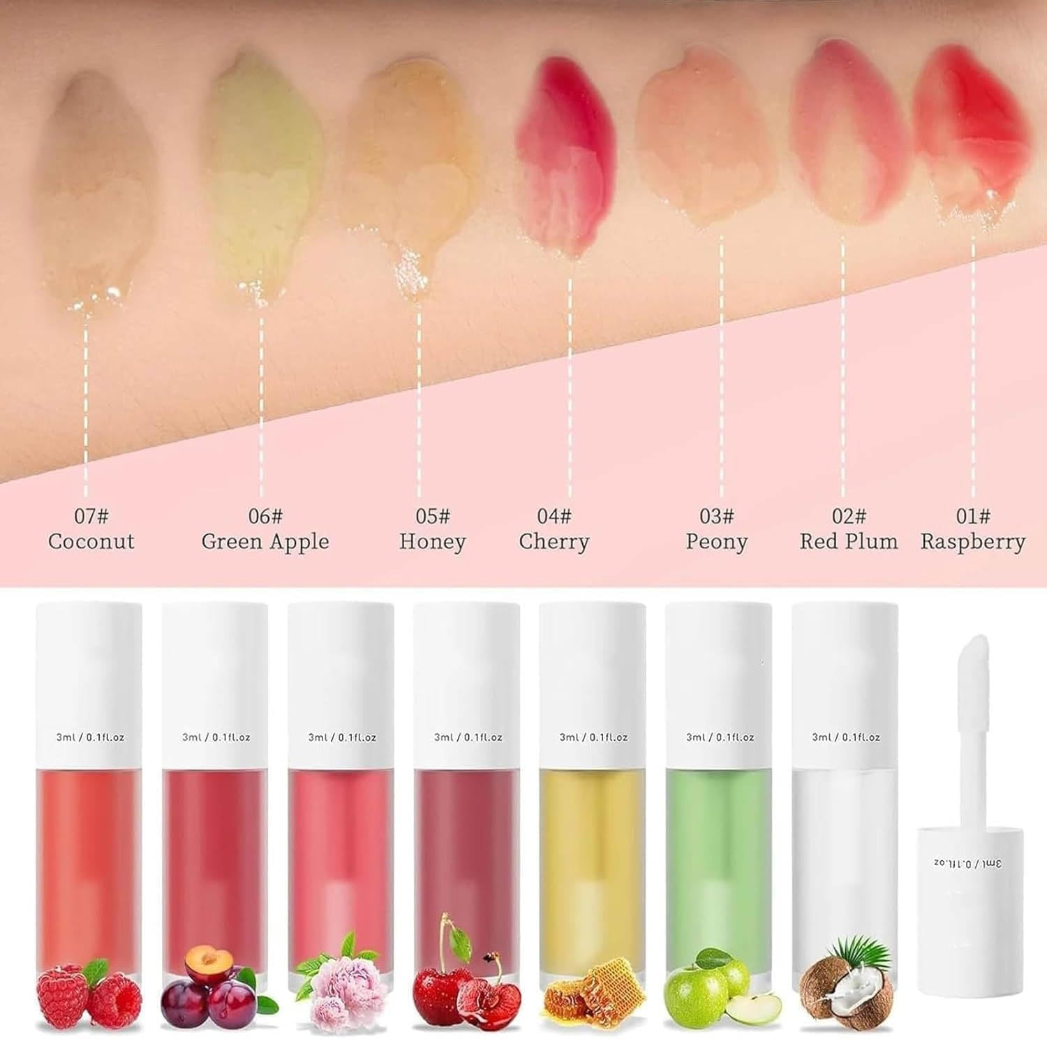2Pcs Clovey Korean Lip Oil Stain,Clovey Tinted Lip Glow Oil,24-Hour Hydration & Plumping Effect,Waterproof,No Peel Off,Smooth Glide Application (01+02, SIZE) - 01+06 image number 4