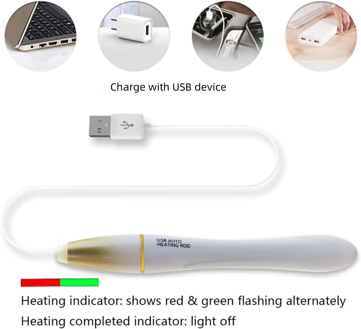 Nuhui AUTO Heater Stick Warmer LED Indicator Heating Stick AUTO 38 Control 4-5 Minutes Heating Portable Carry Ceoheat USB Hands Warmer image number 2