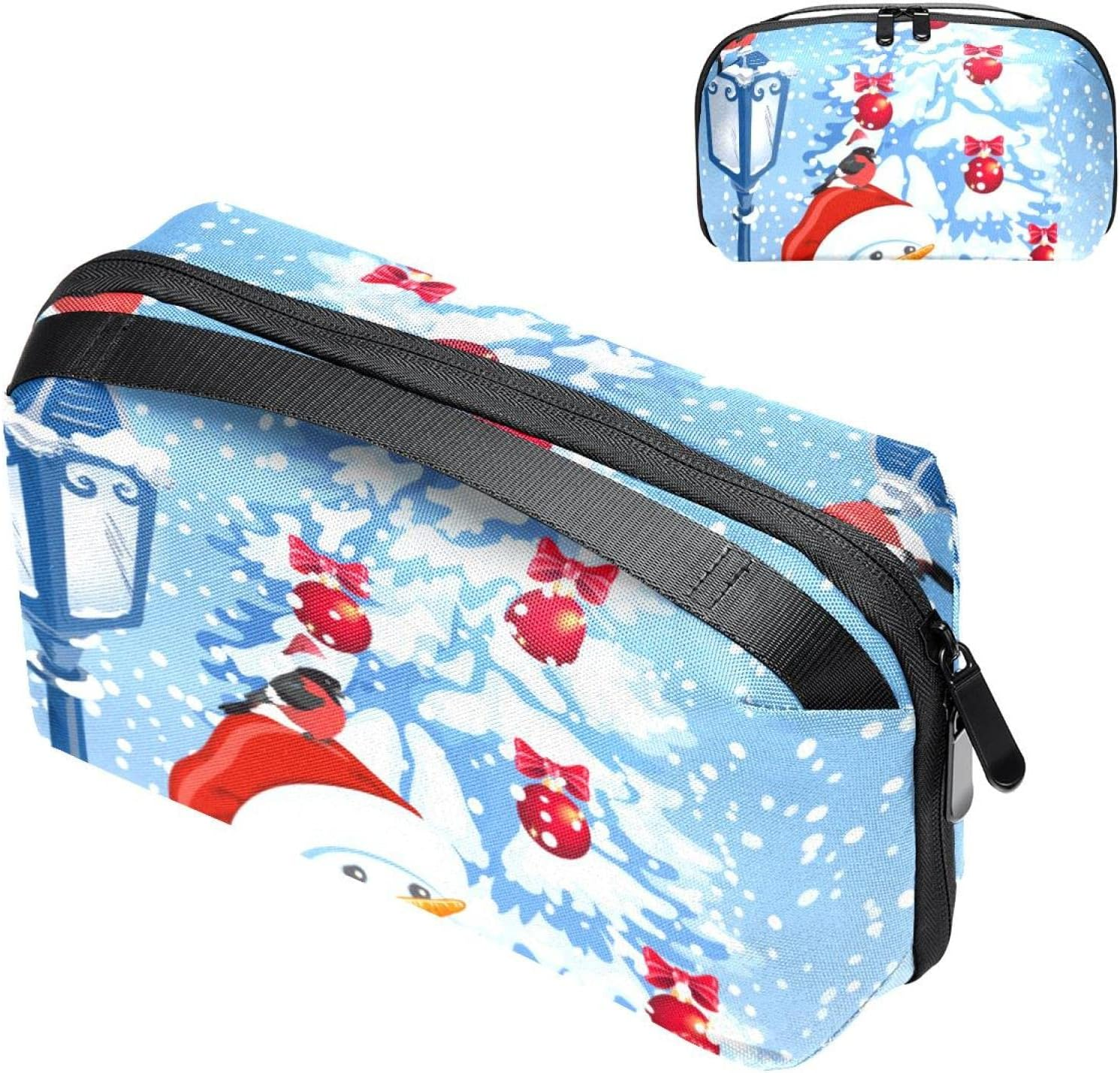 Electronics Organizer, Cord Organizer Travel, Portable Tech Bag, Travel Cable Case, Travel Essentials for Cable Storage, Cord Storage and Electronic Accessories, Christmas Cartoon Snowman Bird Snow Day image number 4