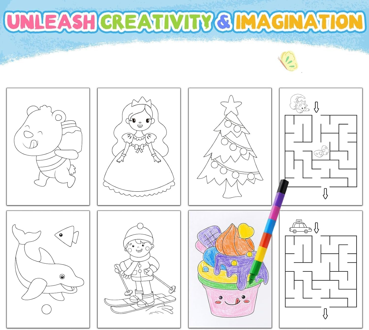 ZMLM 24 Coloring Books for Kids Party Favors with 24 Stacking Crayons Set 26 Gift Bags, Mini Coloring Books for Ages 4-8 Small Activity Books for Birthday Classroom Gifts Goodie Bag Stuffers image number 3