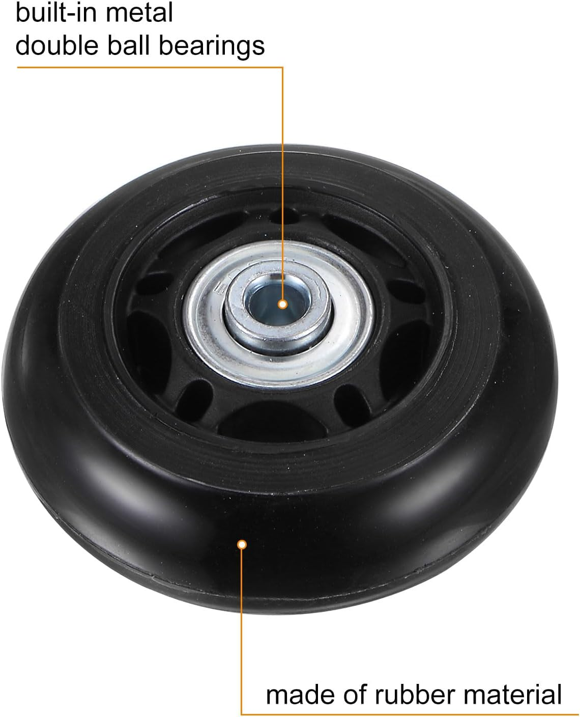 Sourcing Map Replacement Luggage Wheels 64X24Mm Suitcase Wheel Repair Kits Include 2 PU Bearing Wheels & Washers, Wrenches & Axle Screw for Trolley Bag, Inline Skate and Caster Board