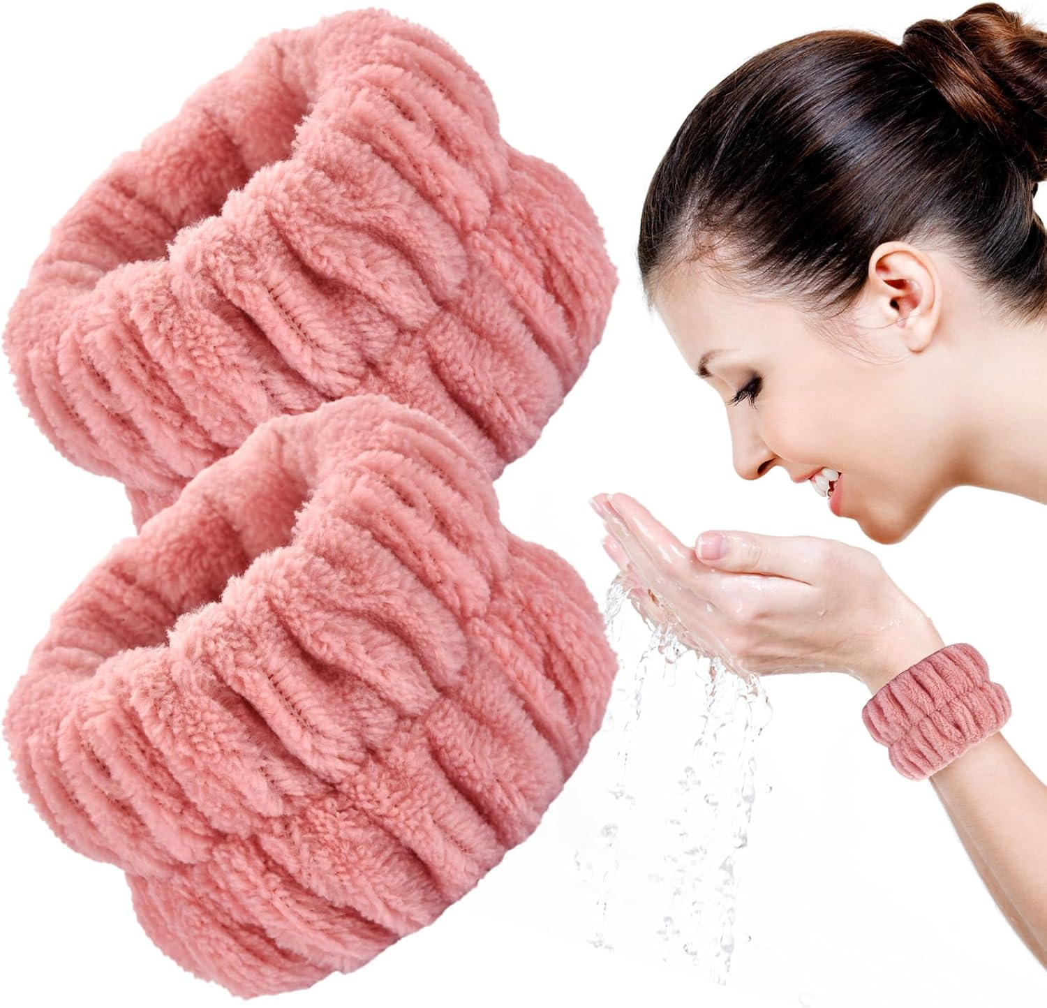 2Pcs Wrist Bands for Washing Face Wash Wristbands Wrist Towels Arm Bands for Skincare Makeup Wrist Cuffs Spa Wrist Scrunchies