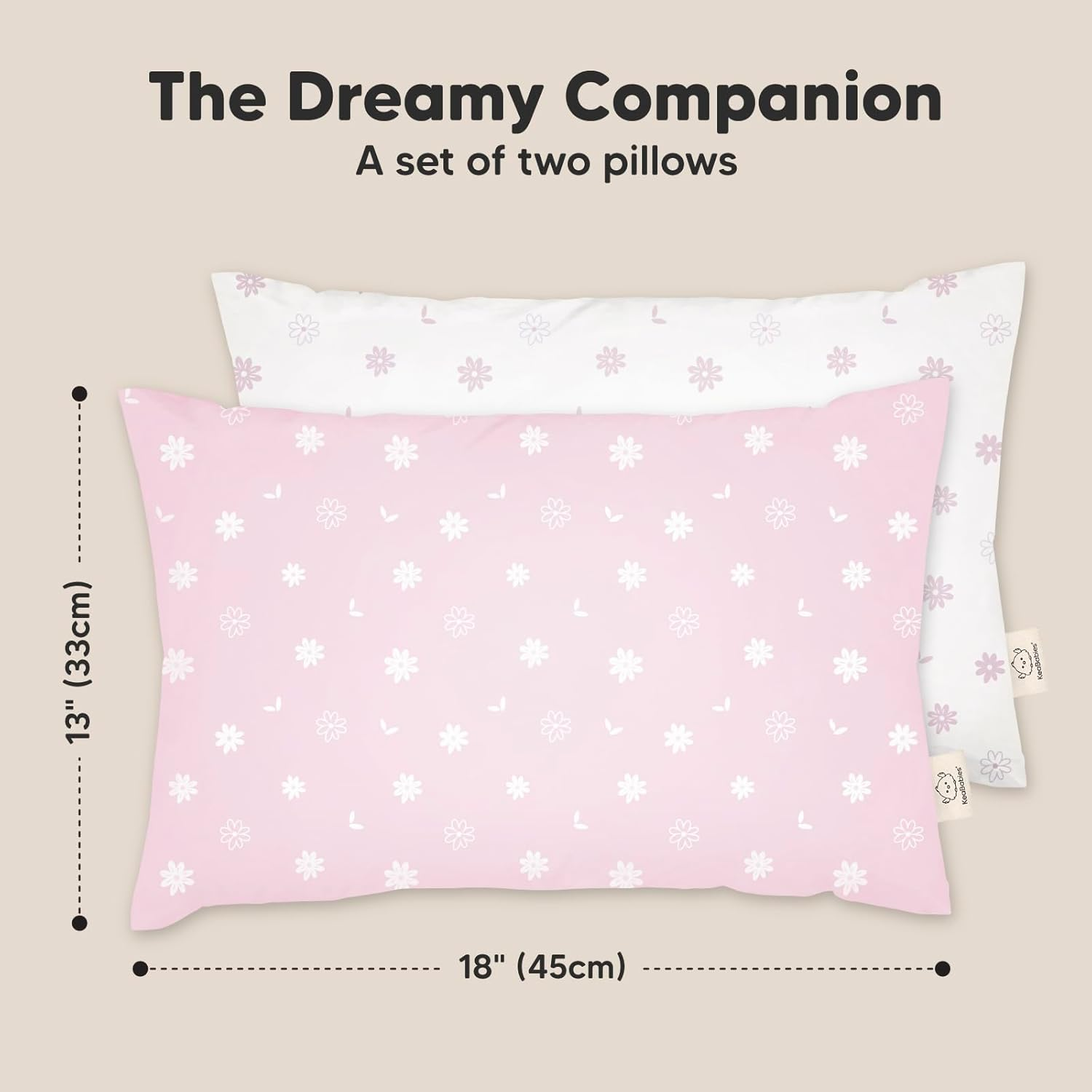 2-Pack Toddler Pillow - Soft Organic Cotton Toddler Pillows for Sleeping - Small Pillow for Kids - Kids Pillows for Sleeping - Kids Pillow for Travel, School, Nap, Age 2 to 5 (Daisy) image number 5