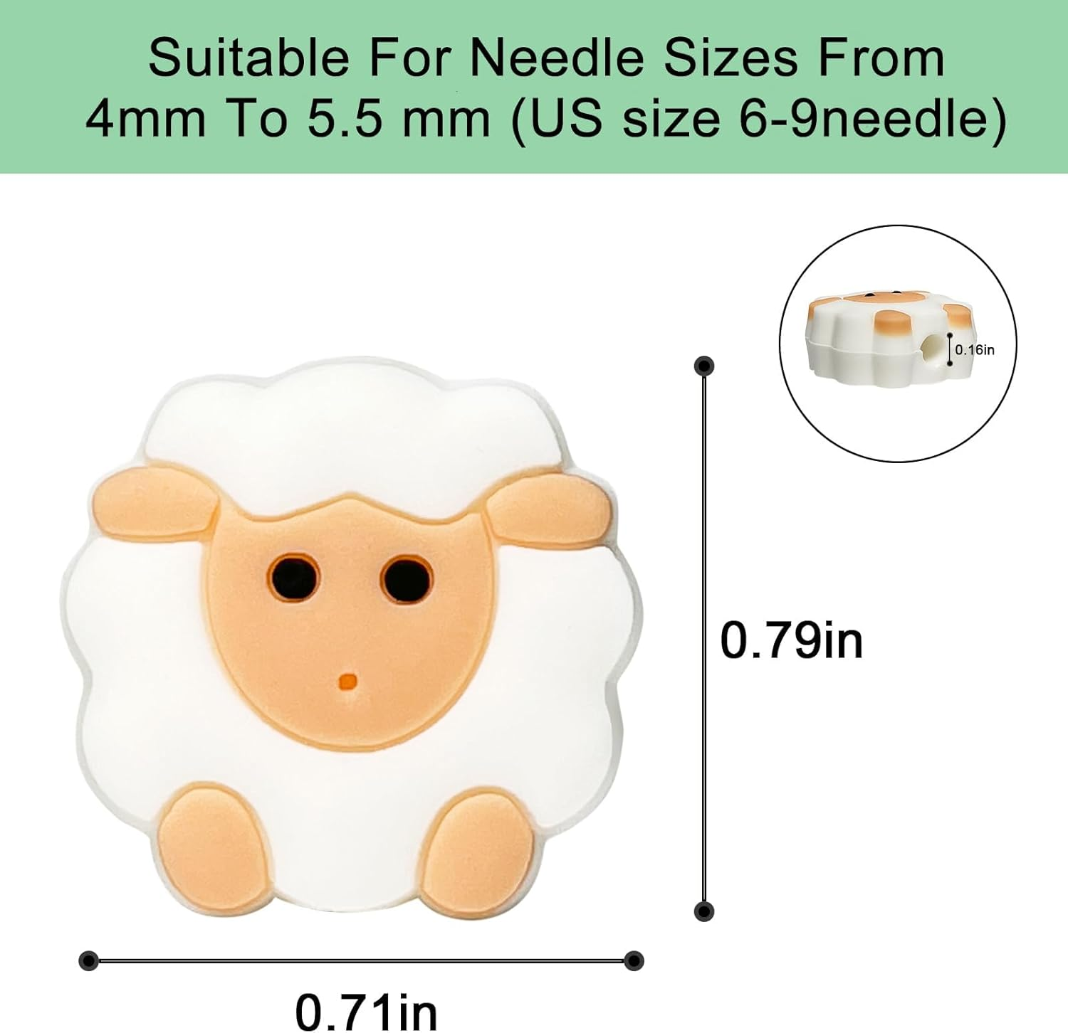 10 Pcs Knitting Needle Stoppers, Knitting Needle Point Protectors Cute (Sheep) Knitting Supplies Fit Size 6-9 (4.0Mm-5.5Mm) Needles, Knitting Crochet Supplies,Caps image number 1