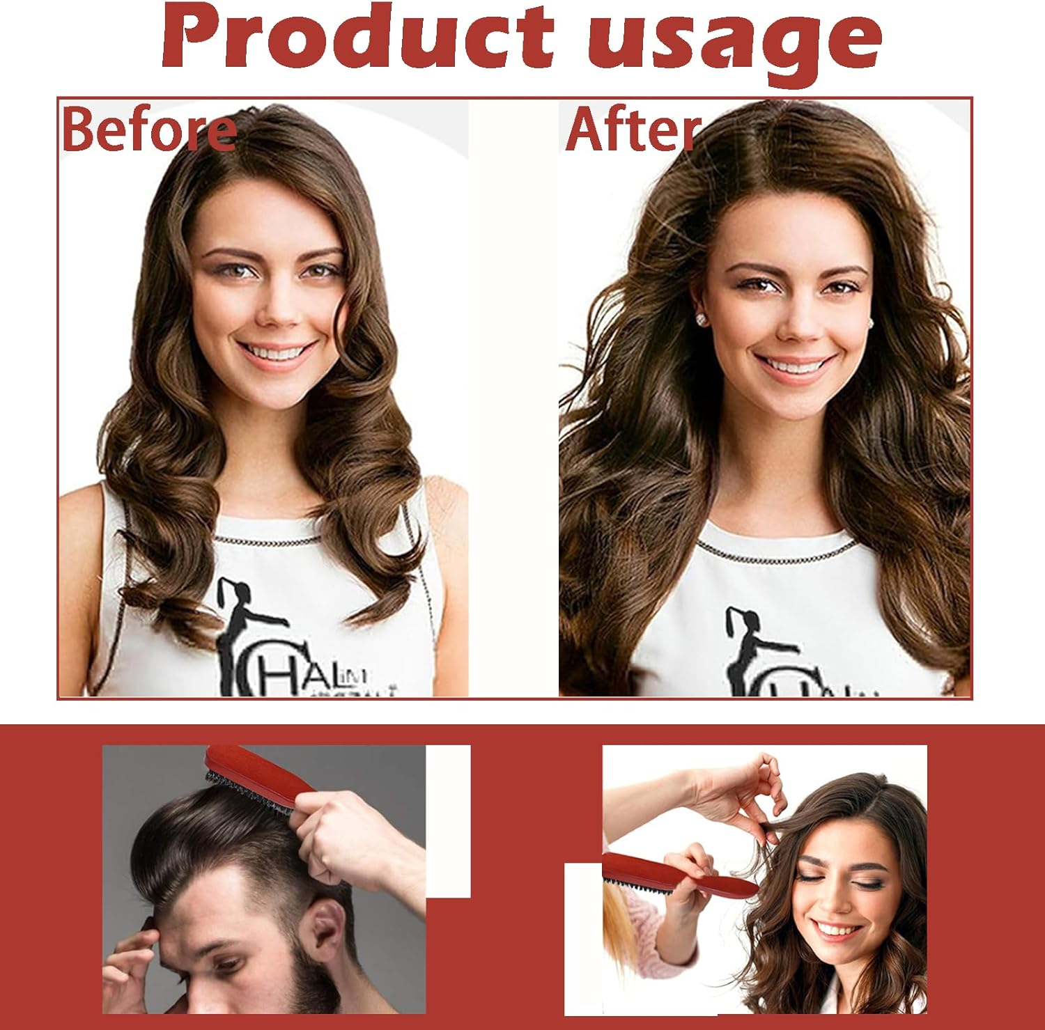 Treayes Boar Bristle Brush for Beard Styling, Men and Women'S Natural Hair Brush with Wooden Handle