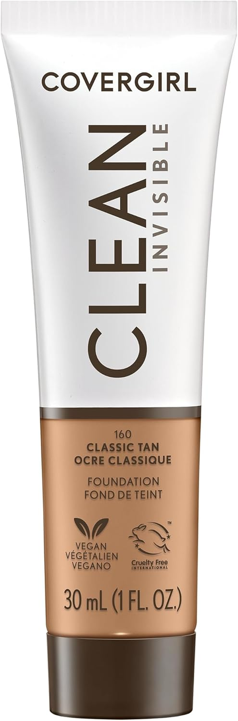 Covergirl Clean Invisible, Porcelain, Foundation, Blendable Formula, Buildable Coverage, Lightweight, Natural Finish, Non-Comedogenic, 30Ml (Pack of 2)