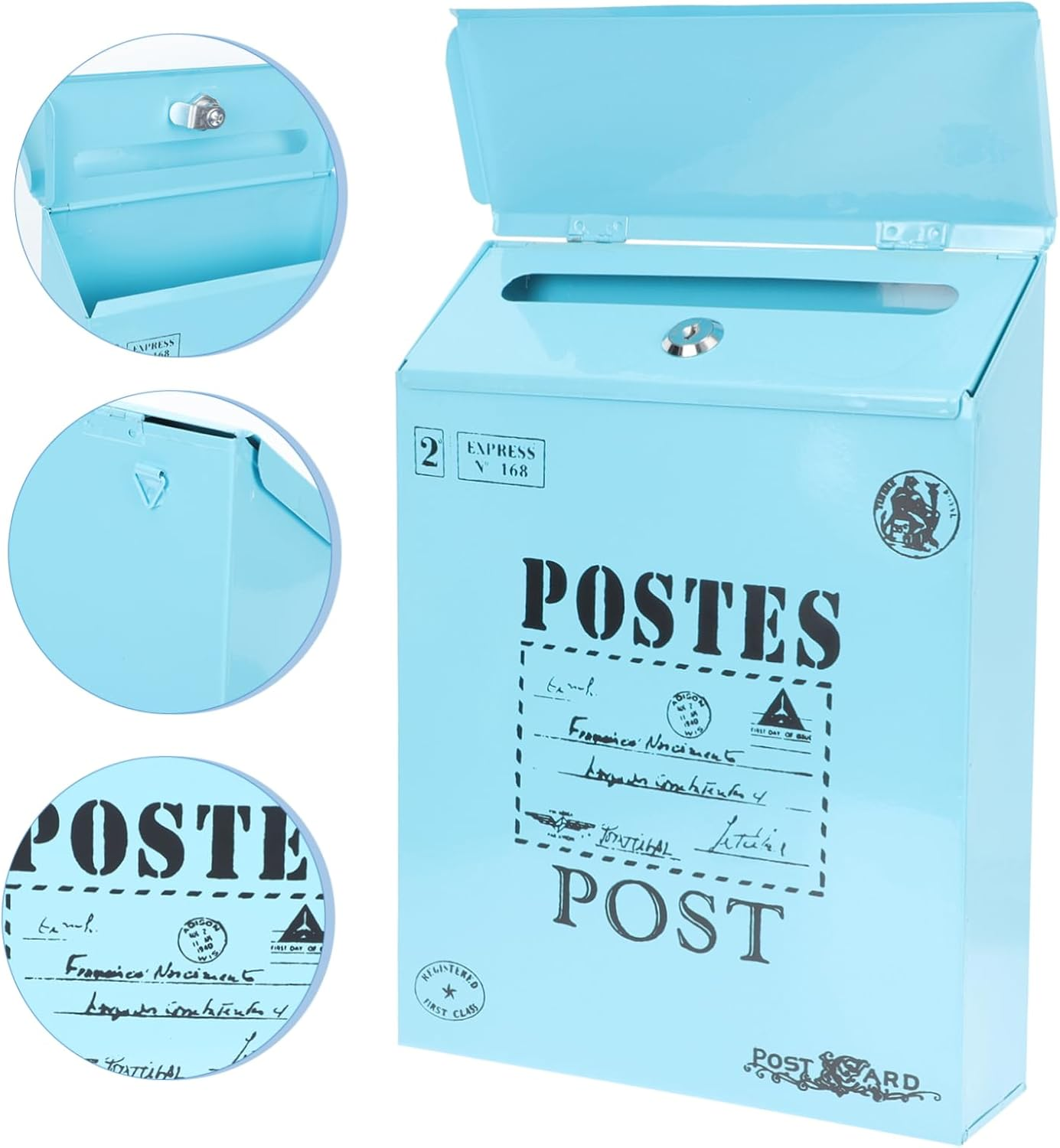 OSALADI Vintage Style Letter Box Rustic Wall Mount Mailbox Iron Material Locking Post Box Retro Complaint Box for Home and Office