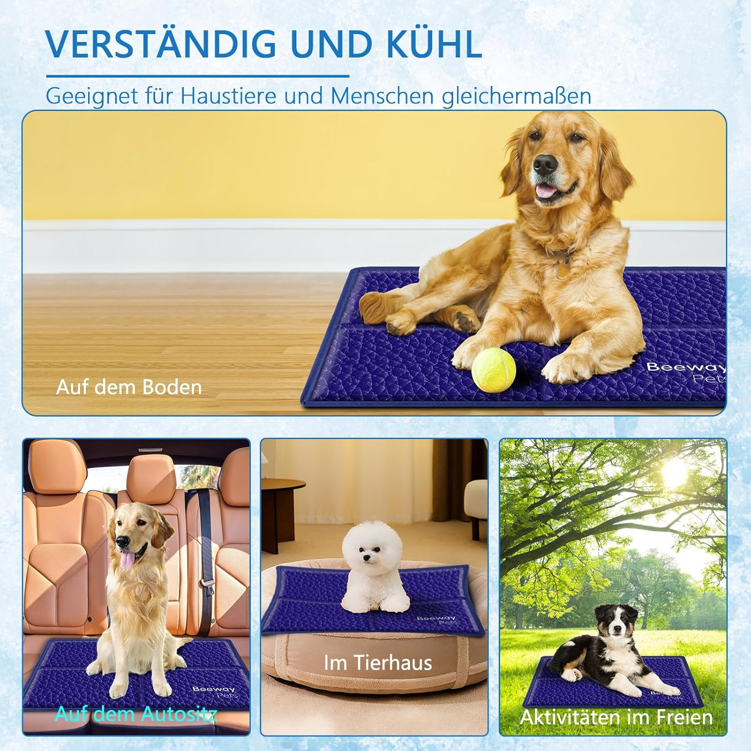 BEEWAY Cooling Mat for Dogs, Scratch-Resistant Aluminium Foil Material, Cooling Mat for Pets, Gel Pad for Dogs and Cats in Hot Summer - 40 X 30 Cm