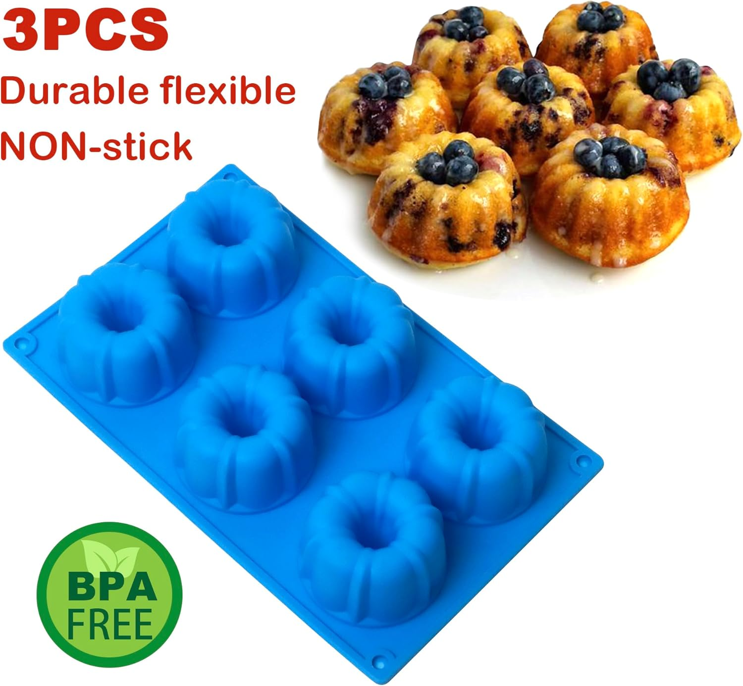 Sidosir Mini Fluted Tube Cake Pan, 6 Cavity Heritage Fluted Tube Cake Silicone Mold for Family Baking,Non Stick Fancy Design Molds for Fluted Tube Cake, Mousse Cups, Jelly - Original image number 6