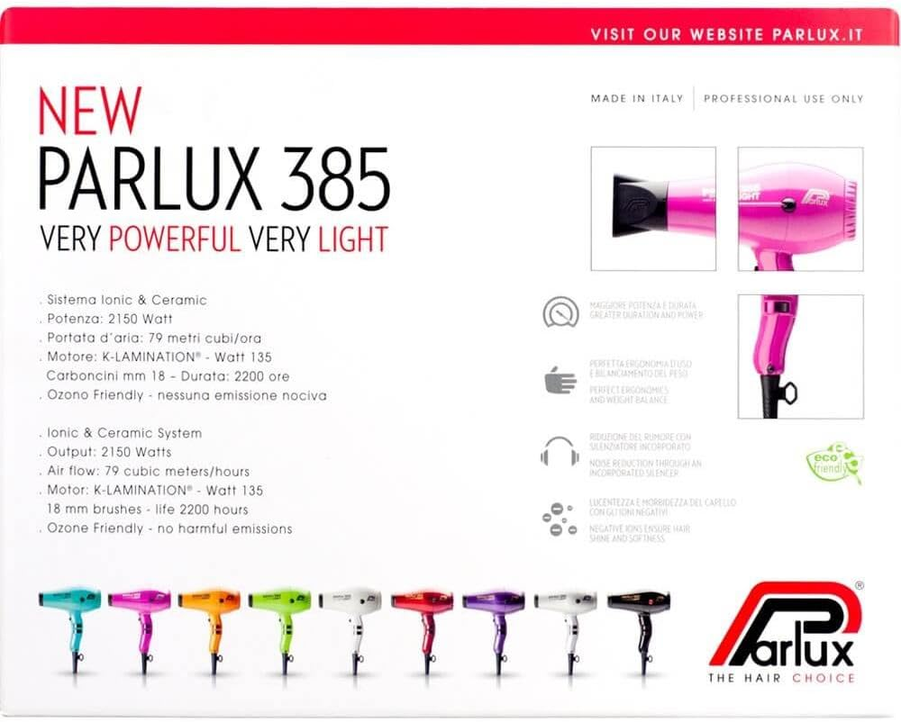Parlux 385 Powerlight Ceramic and Ionic Dryer 2150W Fuschia