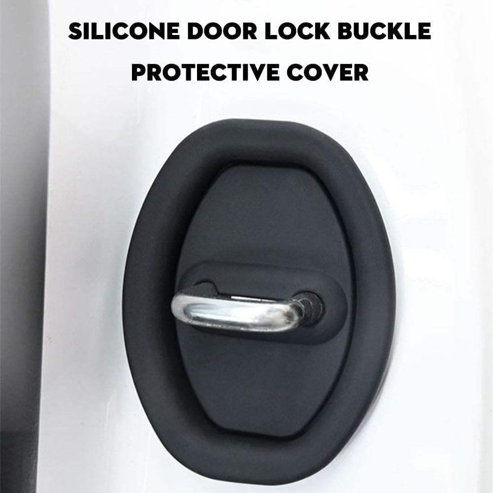 Silicone Door Lock Strike Protector, Silent Shock Absorption Lock Accessories, Rust-Proof Cover Parts Protective Pads for Most Car Models, Black image number 3