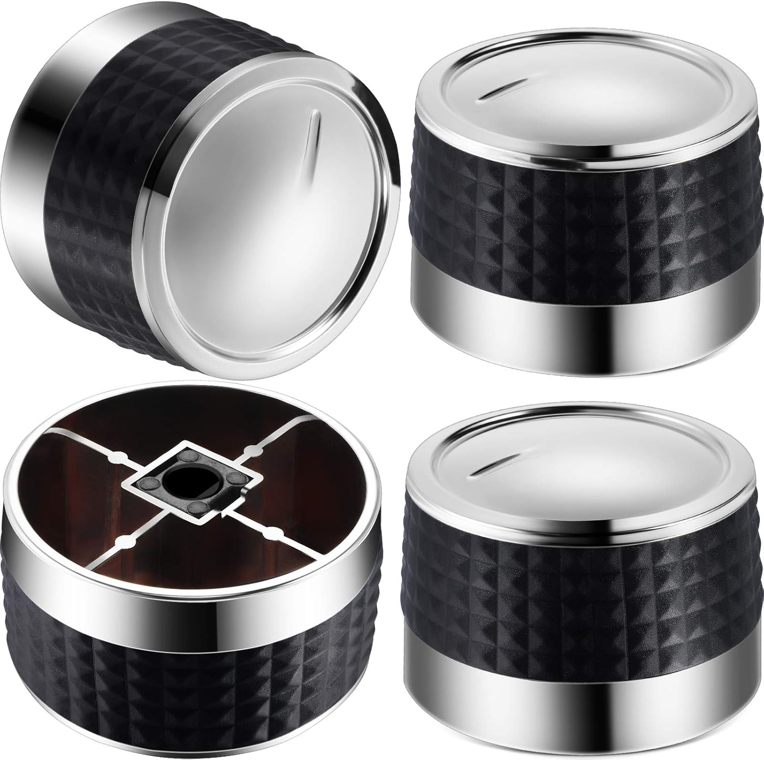 Mudder 4 Pieces Gas Grill Knob BBQ Control Knobs Replacement Rotating Switch Gas Stove Cooker Chrome Control Knob with D Valve Stainless Steel round Knob for Gas Grill Stove Party image number 1