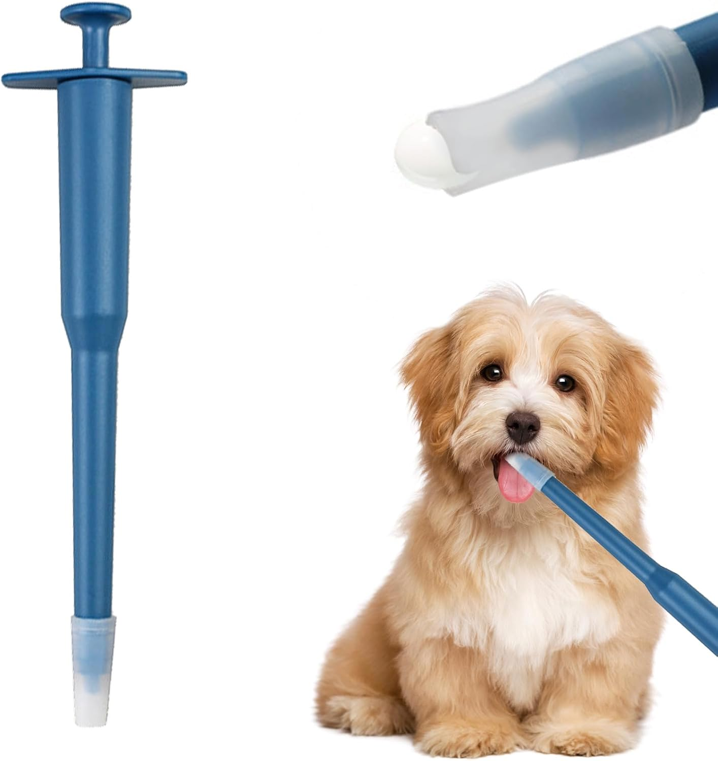 Pet Pill Plunger Popper Cat Tablet Dispenser Pet Side Grip Medication Feeder, All-In-One Dog Medication Stick for Dogs Cats Birds image number 1