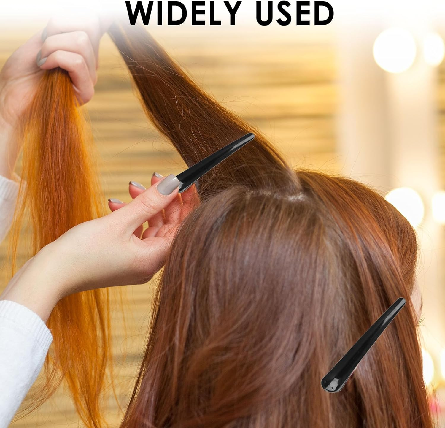 12 Pcs Alligator Hair Clips, Duck Billed Clip for Styling Sectioning 4" Size Frosted Material, No Crease Design for Easy Styling and Sectioning with Silicone Band(Black) image number 3