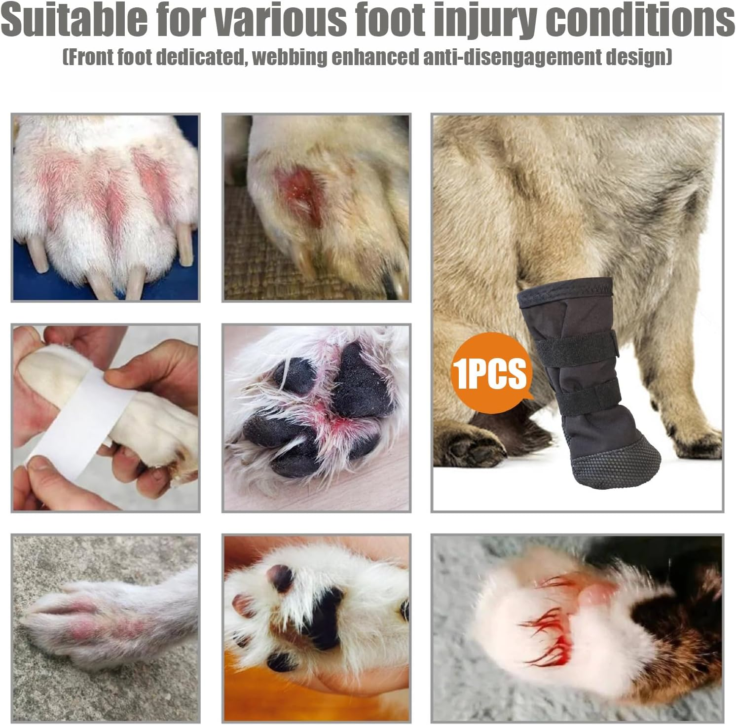 Valicaer Dog Paw Protectors,Dog Leg Wound Cover Waterproof with Non-Slip Sole - Leg Wound Cover Recovery Boot, Adjustable Breathable Feet Covers for All Breeds (S) image number 4