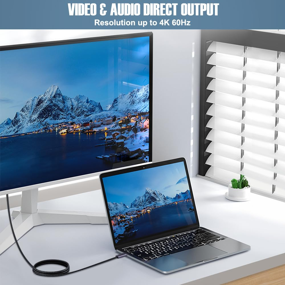 Eastele USB4 Cable, 2 Meter, Supports 4K@60Hz Video/ 100W Charging / 20Gbps for Thunderbolt 4 3 Cable PD3.1 Fast Charge USB-C to USB Type-C Cable Macbook Pro Air Ipad Samsung Lenovo Dell HP Laptop image number 6